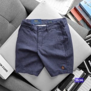 Short linen Polo tím than