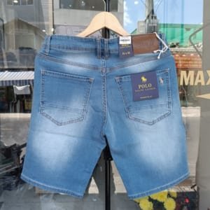Short jean Polo xanh wash bạc