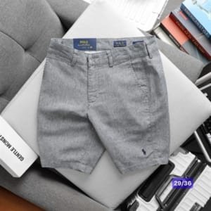 Short linen Polo xám xi măng