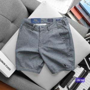 Short linen Polo màu xám xanh