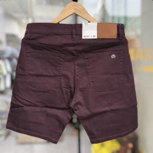 Short jean lacoste màu đỏ rượu
