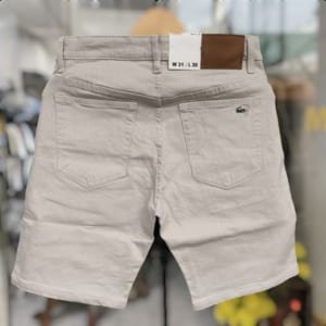 Short jean lacoste màu kem đậm