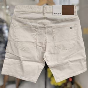 Short jean lacoste màu kem