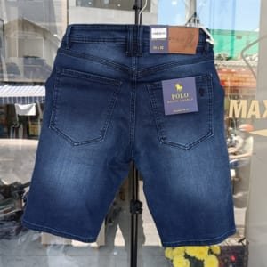Short jean Polo xanh đậm wash