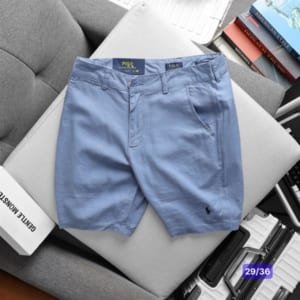 Short linen Polo xanh nước biển