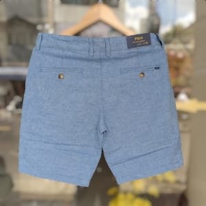 Quần short đũi linen Polo xanh da trời