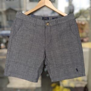 Quần short đũi linen Polo xám muối tiêu