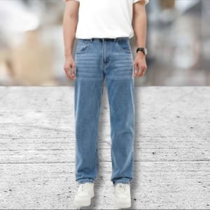 Quần jean Jacobs Cole xanh bạc ống suông không co giãn