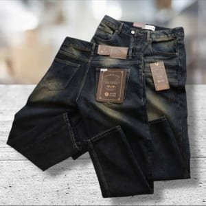 Quần jean Jacobs Cole xanh wash rêu ống suông không co giãn