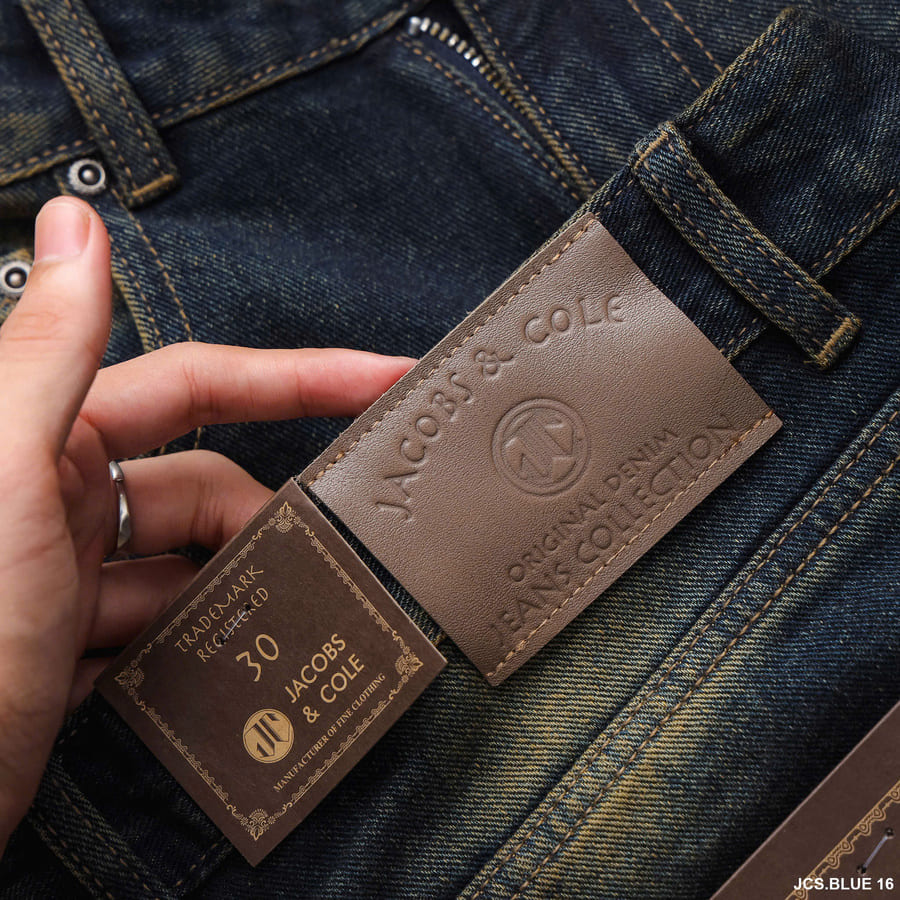 Quần jean Jacobs Cole xanh wash rêu ống suông không co giãn dễ dàng mix với nhiều item